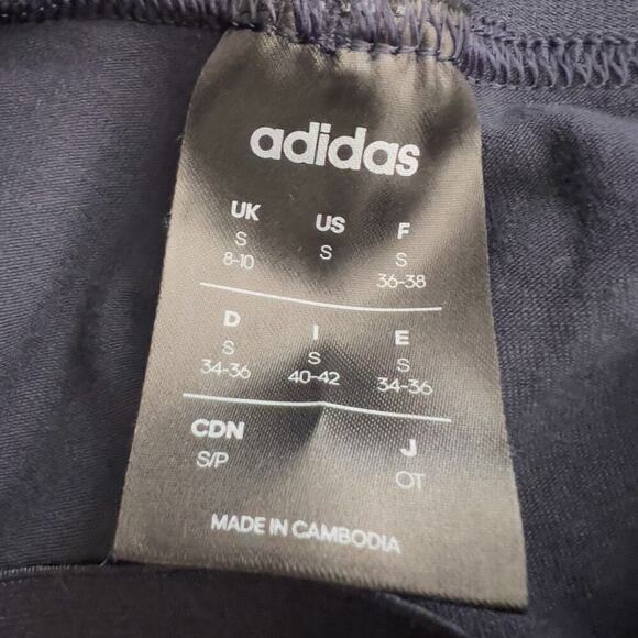 Adidas Leggings Three 3 Stripe Small Womens Navy Blue Cotton Spandex - Picture 6 of 8